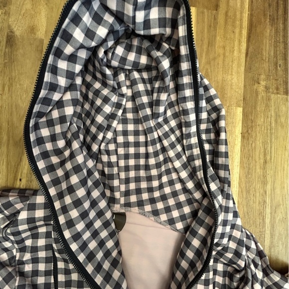 MYMO My Movement Double Zipper Hooded Pink Black Gingham Plaid Jacket Size XL - Picture 4 of 13